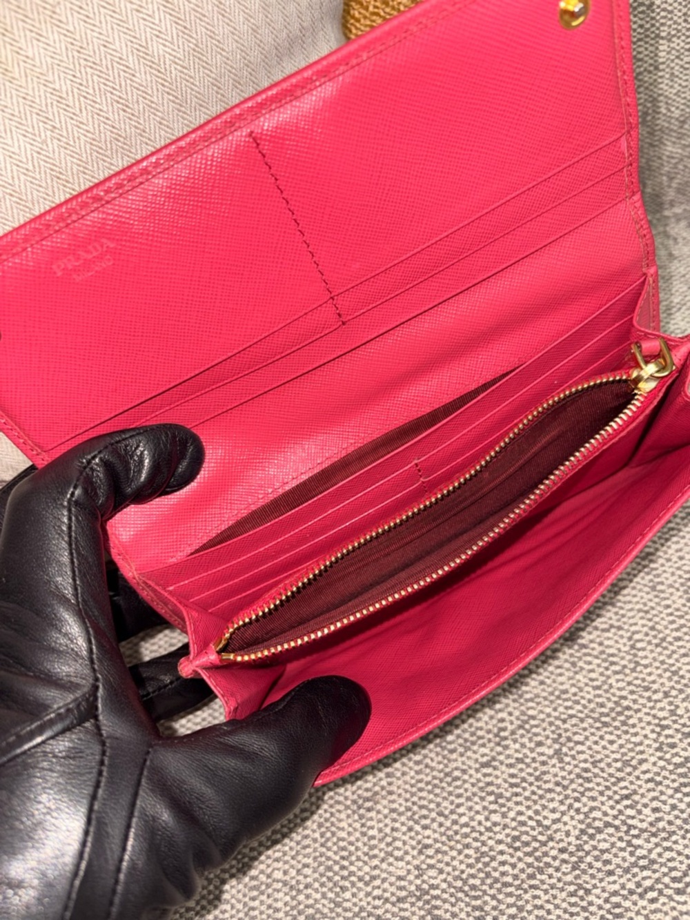 Prada Saffiano Leather Wallet - Fuchsia Pink - Picture 4 of 15
